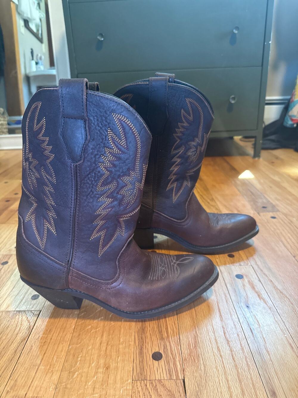 Code West RB7467 Western Boots Women's Sz 10 Brown Leather Cowgirl Snip Toe